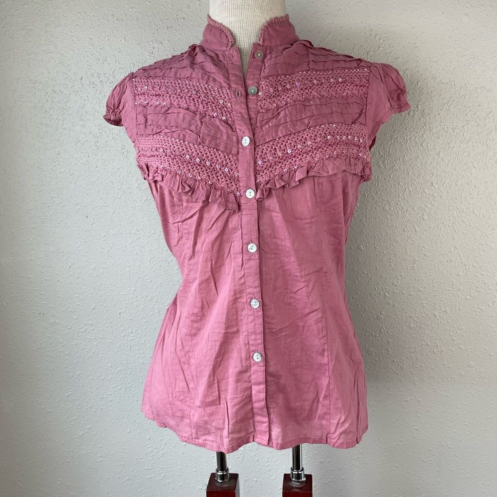 NWT Passport Sleeveless Western Button Down Shirt Size M